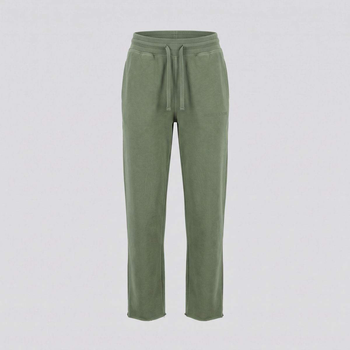 Jogging à bords francs, vert mousse, vue de face — NORTH & ROW