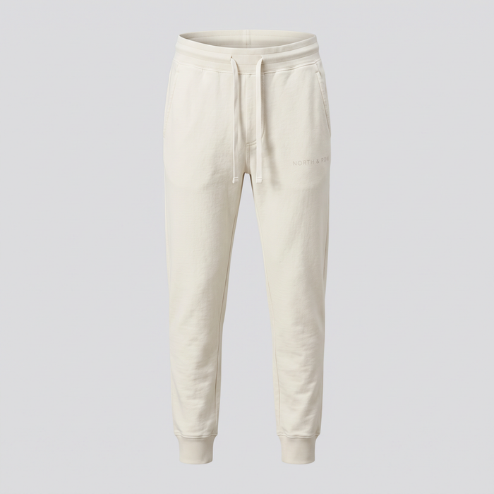 Jogging fuselé, ivoire délavé, vue de face — NORTH & ROW