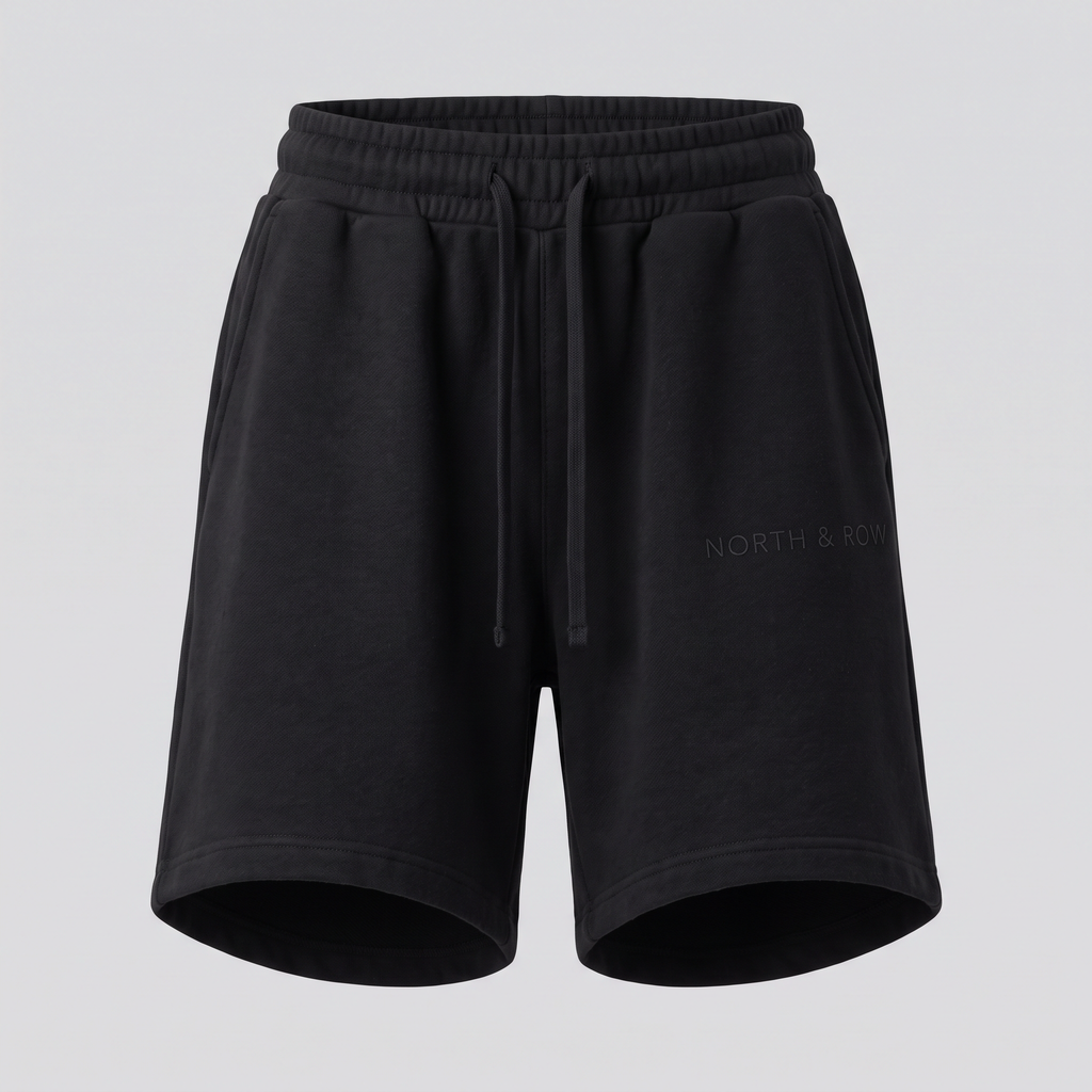 Short en molleton, noir, vue de face — NORTH & ROW