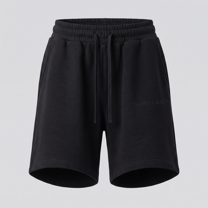 Short en molleton, noir, vue de face — NORTH & ROW