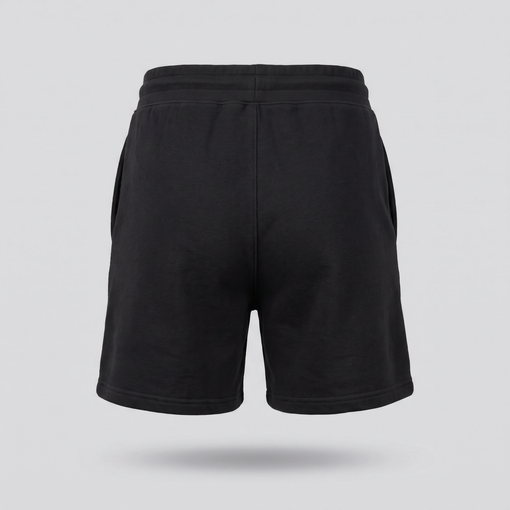 Short en molleton, noir, vue de dos — NORTH & ROW