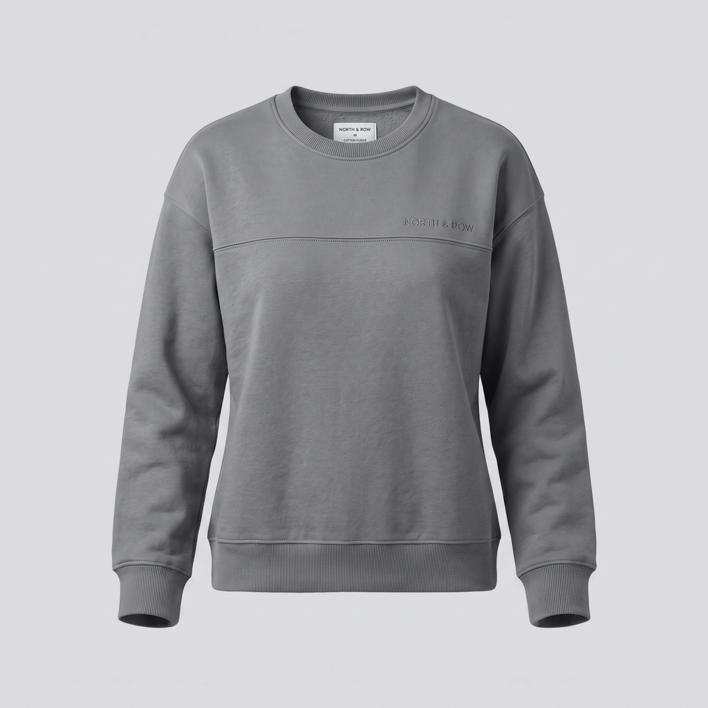Sweat à empiècements, gris phoque, vue de face — NORTH & ROW