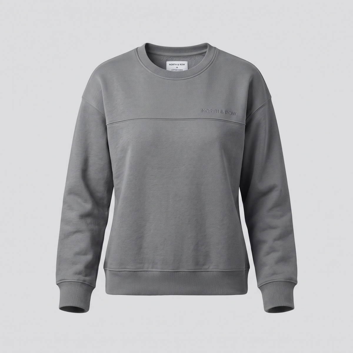 Sweat à empiècements, gris phoque, vue de face — NORTH & ROW