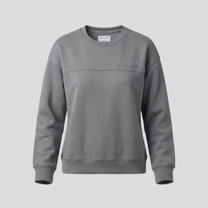 Sweat à empiècements, gris phoque, vue de face — NORTH & ROW