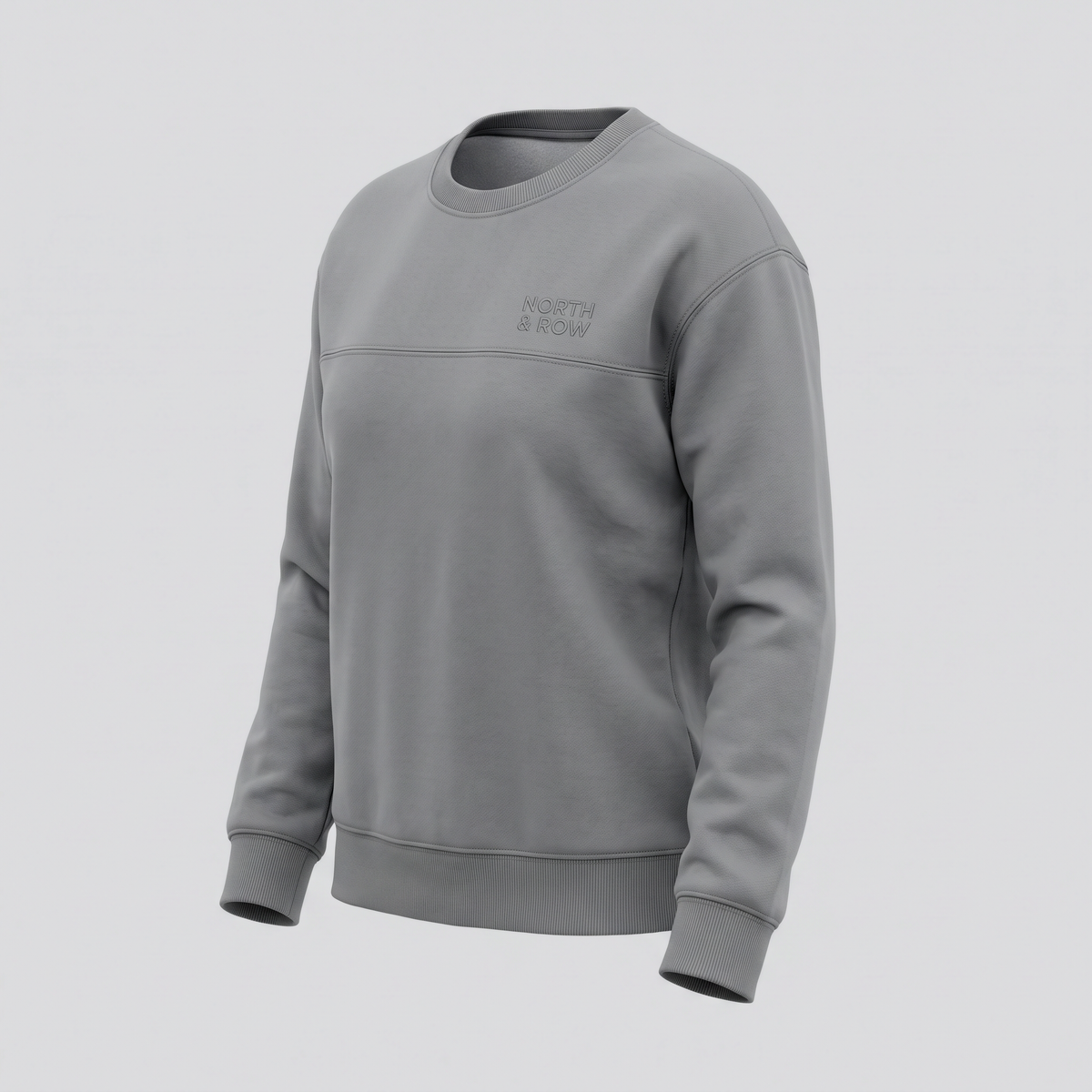 Sweat à empiècements, gris phoque, vue de trois-quarts — NORTH & ROW