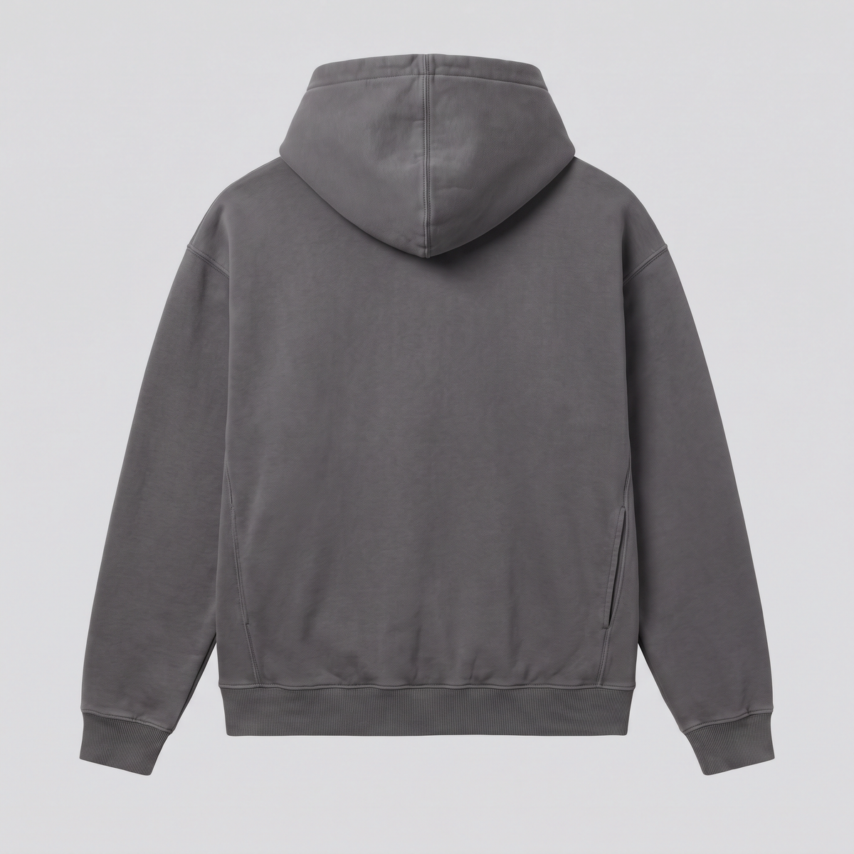 Sweat zippé à capuche, gris fer, vue de dos — NORTH & ROW
